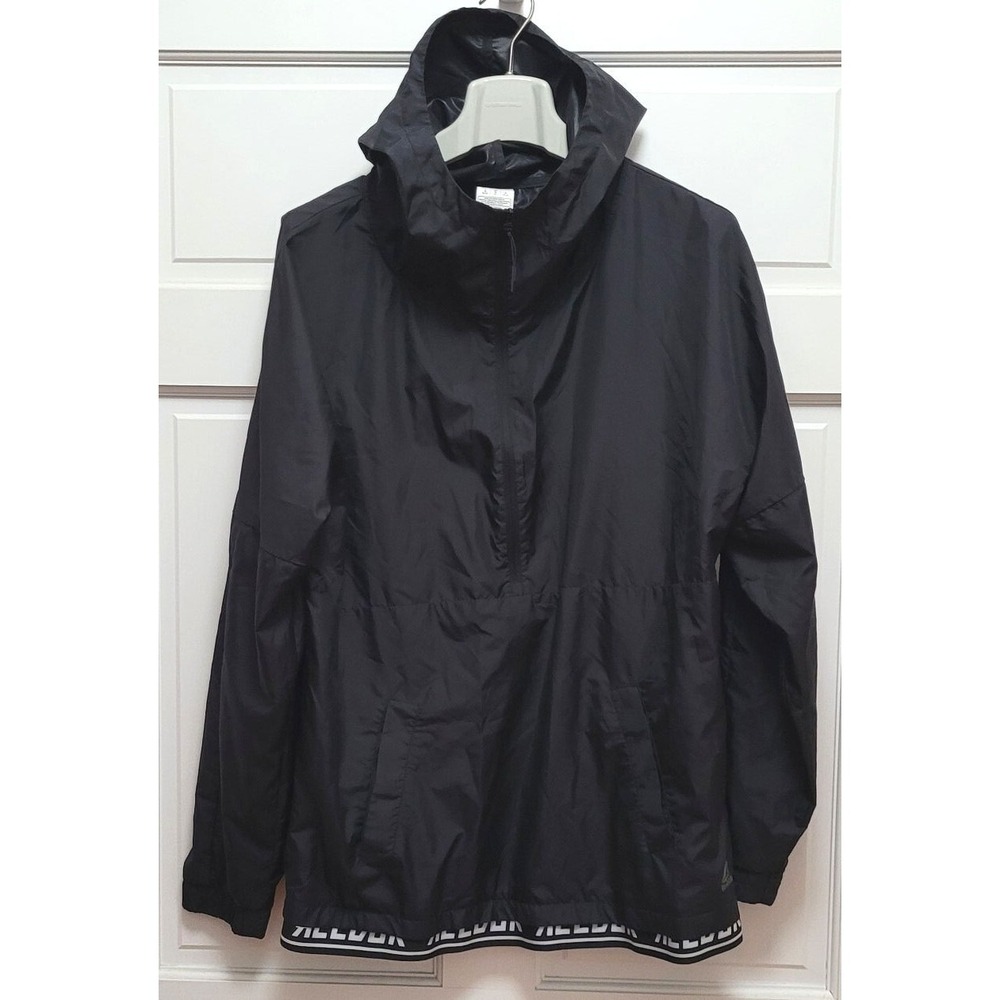 Reebok Hooded 1/2 Zip Pullover Lightweight Windbreaker Jacket Black - Medium